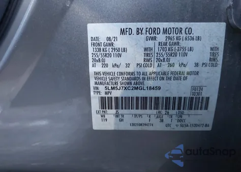 2021 Lincoln Aviator Reserve from USA, damaged, VIN 5LM5J7XC2MGL18459